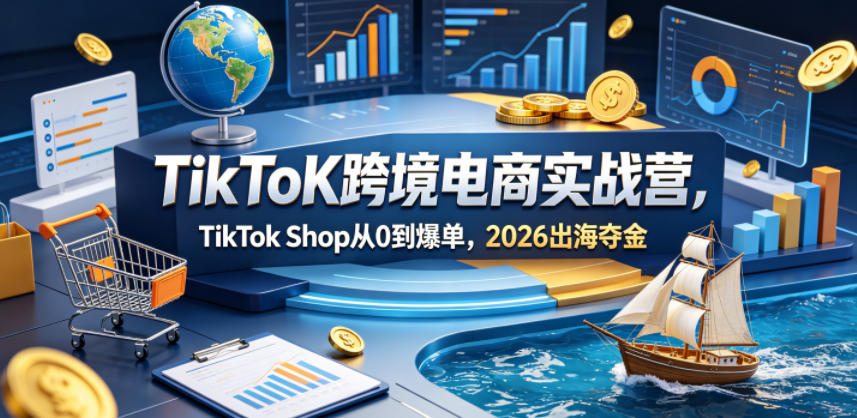 TikToK跨境电商实战营，TikTok Shop从0到爆单，2026出海夺金-一起网赚吧