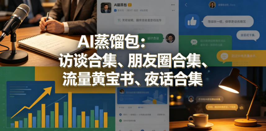 AI蒸馏包：访谈合集、朋友圈合集、流量黄宝书、夜话合集【文档】-一起网赚吧