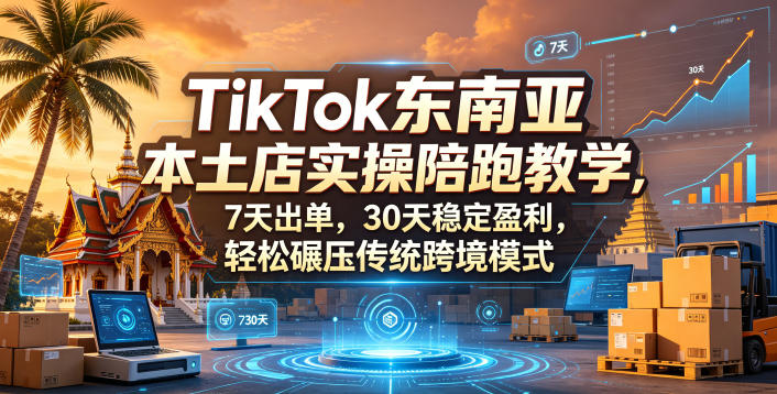 TikTok东南亚本土店实操陪跑教学，7天出单，30天稳定盈利，轻松碾压传统跨境模式-一起网赚吧