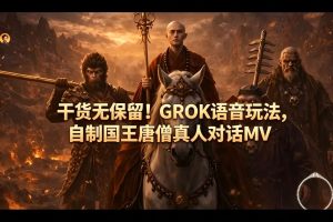 干货无保留！GROK语音玩法，自制国王唐僧真人对话MV-一起网赚吧