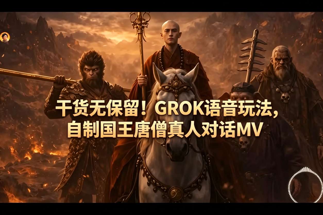 干货无保留！GROK语音玩法，自制国王唐僧真人对话MV-一起网赚吧