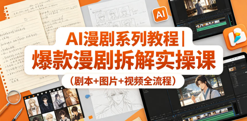 AI漫剧系列教程｜爆款漫剧拆解实操课（剧本+图片+视频全流程）-一起网赚吧