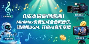 0成本做原创歌曲！MiniMax免费生成全曲风音乐，短视频BGM，开启AI音乐变现-一起网赚吧