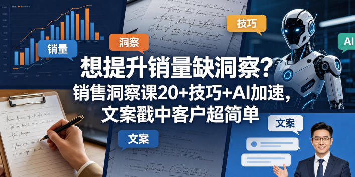 想提升销量缺洞察？销售洞察课20+技巧+AI加速，文案戳中客户超简单【原创双语字幕】-一起网赚吧