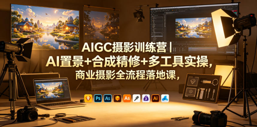 AIGC摄影训练营｜AI置景+合成精修+多工具实操，商业摄影全流程落地课-一起网赚吧