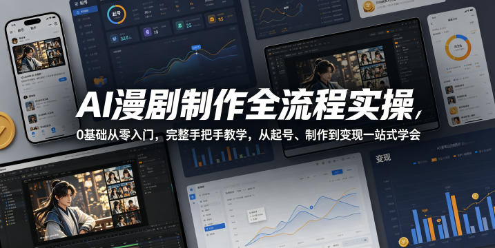 AI漫剧制作全流程实操，0基础从零入门，完整手把手教学，从起号、制作到变现一站式学会-一起网赚吧
