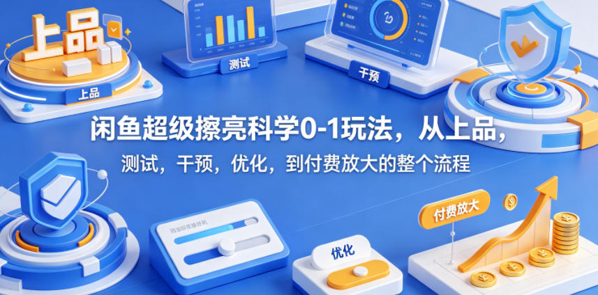 闲鱼超级擦亮科学0-1玩法，从上品，测试，干预，优化，到付费放大的整个流程-一起网赚吧