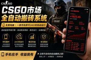 24小时自动监控CS饰品市场，手机即可完成全部操作实现自动搬砖盈利，日入300+【揭秘】-一起网赚吧