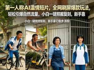 第一人称AI温情短片，全网刷屏爆款玩法，轻松引爆自然流量，小白一键照搬复刻，新手靠它稳步涨粉-一起网赚吧