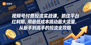 视频号付费投流实战课，抓住平台红利期，用最低成本撬动最大流量，从新手到高手的投流全攻略-一起网赚吧