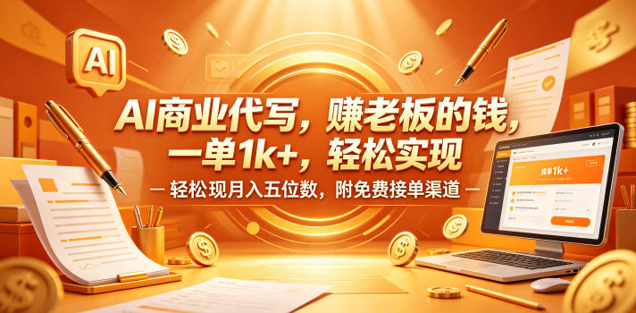 AI商业代写，賺老板的钱，一单1k+，轻松实现月入五位数，附免费接单渠道【揭秘】-一起网赚吧