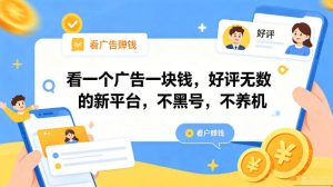 看一个广告一块钱，好评无数的新平台，不黑号，不养机，一部手机一天撸几十，可矩阵【揭秘】-一起网赚吧