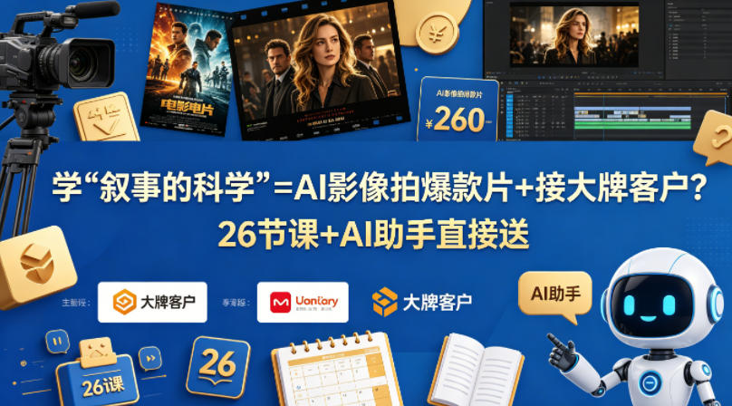 学《叙事的科学》=AI影像拍爆款片+接大牌客户？26节课+AI助手直接送【原创双语字幕】-一起网赚吧