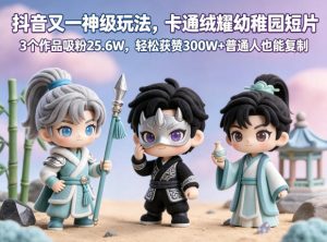 抖音又一神级玩法，卡通绒耀幼稚园短片，3个作品吸粉25.6W，轻松获赞300W+普通人也能复制-一起网赚吧