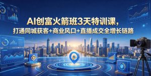 AI创富火箭班3天特训课，打通同城获客+商业风口+直播成交全增长链路，2026年4月新课-一起网赚吧