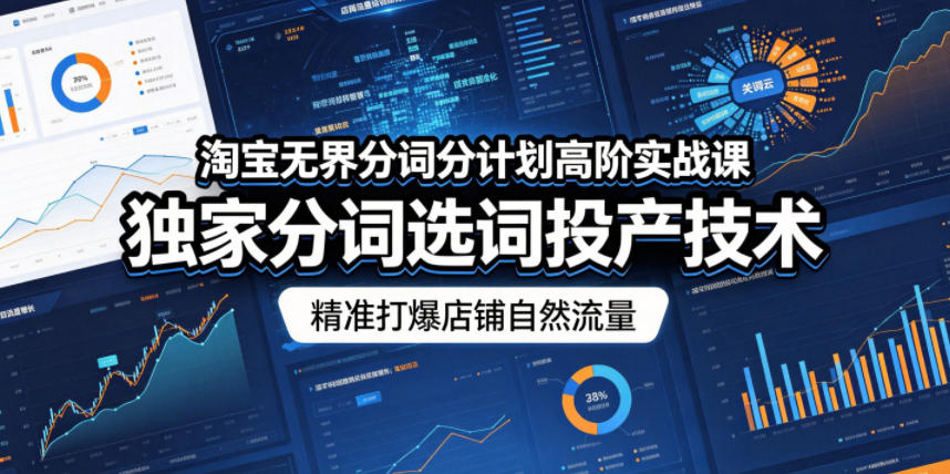淘宝无界分词分计划高阶实战课，独家分词选词投产技术，精准打爆店铺自然流量-一起网赚吧