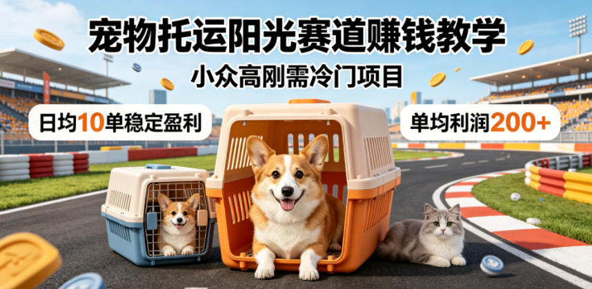 宠物托运阳光赛道賺钱教学,小众高刚需冷门项目,日均10单稳定盈利,单均利润200+