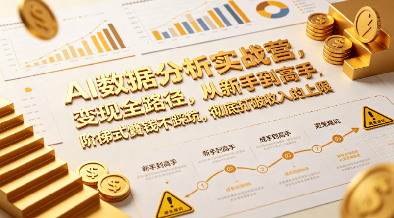 AI数据分析实战营，变现全路径，从新手到高手，阶梯式賺钱不踩坑，彻底打破收入的上限-一起网赚吧