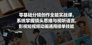 零基础分镜创作全能实战课，系统掌握镜头思维与视听语言，影视短视频动画通用接单技能-一起网赚吧