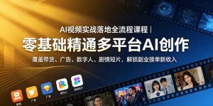 AI视频实战落地全流程课程｜零基础精通多平台AI创作，覆盖带货、广告、数字人、剧情短片，解锁副业接单新收入-一起网赚吧