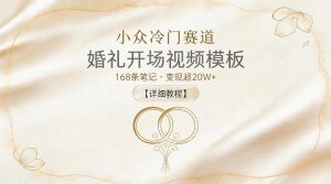小众冷门赛道，婚礼开场视频模板，168条笔记，变现超20W+【详细教程】-一起网赚吧