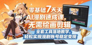 零基础7天AI漫剧速成课，无需绘画剪辑，全套工具落地教学，轻松实现漫剧账号稳定变现-一起网赚吧