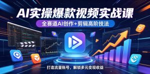 AI实操爆款视频实战课，全赛道AI创作+剪辑高阶技法，打造流量账号，解锁多元变现收益-一起网赚吧