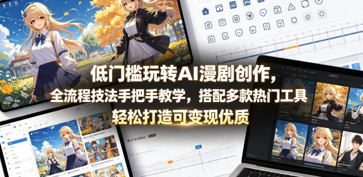 低门槛玩转AI漫剧创作，全流程技法手把手教学，搭配多款热门工具，轻松打造可变现优质作品-一起网赚吧