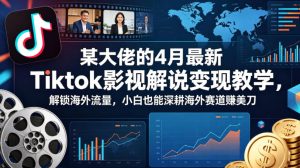 某大佬的4月最新Tiktok影视解说变现教学，解锁海外流量，小白也能深耕海外赛道賺美刀（更新）-一起网赚吧