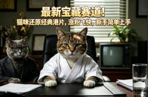 最新宝藏赛道！猫咪还原经典港片，涨粉飞快，新手简单上手-一起网赚吧