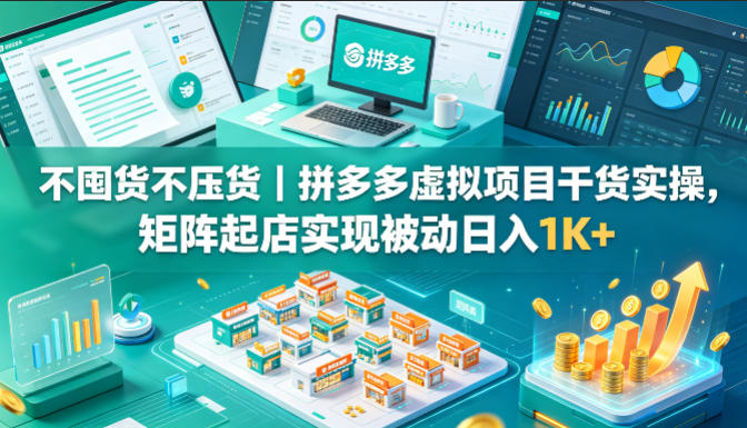 不囤货不压货｜拼多多虚拟项目干货实操，矩阵起店实现被动日入1K+【揭秘】-一起网赚吧
