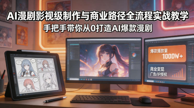 AI漫剧影视级制作与商业路径全流程实战教学，手带你从0打造AI爆款漫剧-一起网赚吧