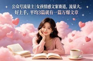公众号流量主女孩情感文案赛道，流量大，好上手，平均3篇就有一篇万爆文章-一起网赚吧
