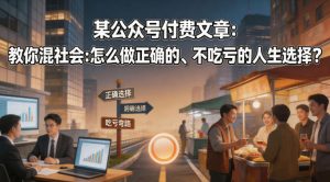 某公众号付费文章：教你混社会：怎么做正确的、不吃亏的人生选择？-一起网赚吧