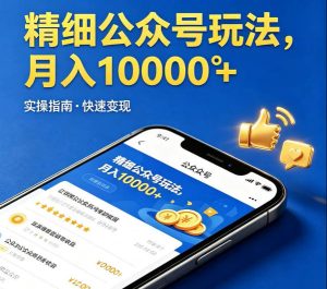 精细化公众号玩法，我们给你提供文章，你来负责发布，收益可观，月入1W+【揭秘】-一起网赚吧