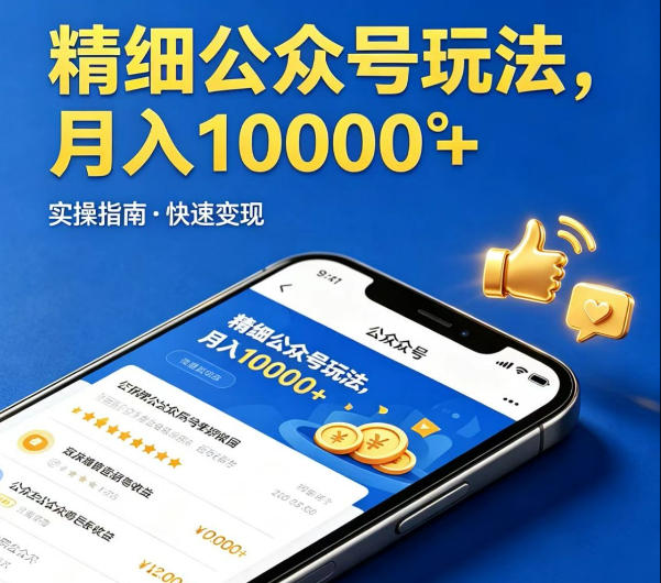 精细化公众号玩法，我们给你提供文章，你来负责发布，收益可观，月入1W+【揭秘】-一起网赚吧