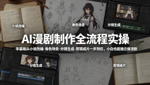 AI漫剧制作全流程实操，零基础从小说改编-角色场景-分镜生成-剪辑成片一步到位，小白也能独立做漫剧-一起网赚吧