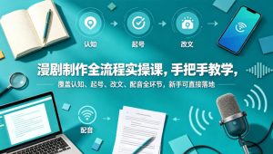 漫剧制作全流程实操课，手把手教学，覆盖认知、起号、改文、配音全环节，新手可直接落地-一起网赚吧