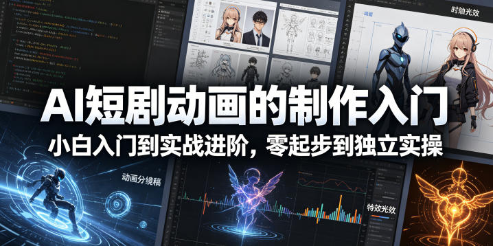 AI短剧动画的制作入门，小白入门到实战进阶，零起步到独立实操-一起网赚吧