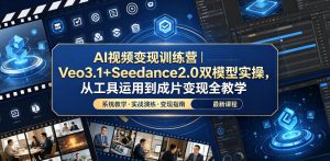 AI视频变现训练营｜Veo3.1+Seedance2.0双模型实操，从工具运用到成片变现全教学-一起网赚吧