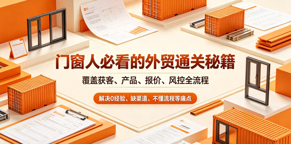 门窗人必看的外贸通关秘籍,块覆盖获客、产品、报价、风控全流程,解决0经验、缺渠道、不懂流程等痛点