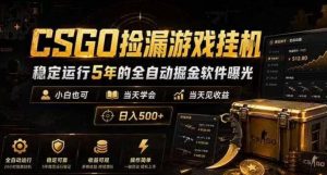 CSGO捡漏游戏挂G，稳定运行5年的全自动掘金软件曝光，小白也可当天学会，当天见收益，日入500+【揭秘】-一起网赚吧