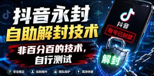 抖音永封自助解封技术，非百分百的技术，自行测试-一起网赚吧