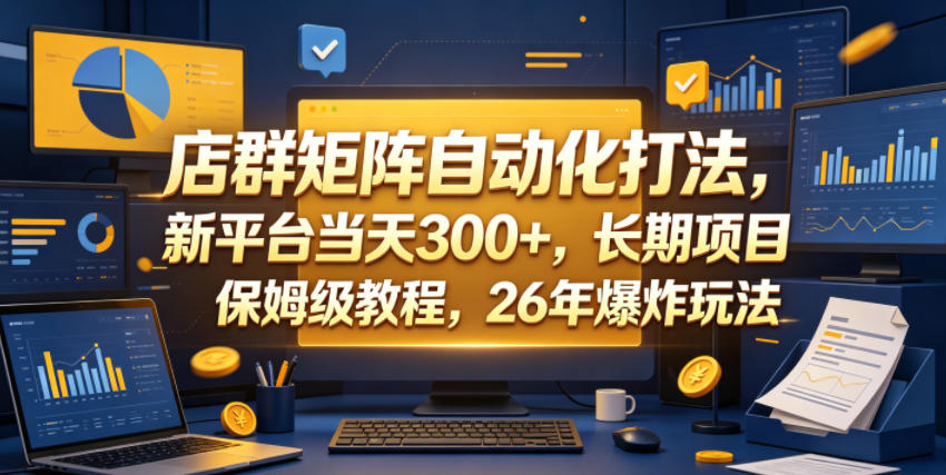 店群矩阵自动化打法，新平台当天300+，长期项目，保姆级教程，26年爆炸玩法【揭秘】-一起网赚吧