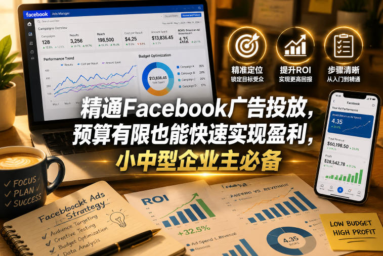 精通Facebook广告投放，预算有限也能快速实现盈利，小中型企业主必备【原创双语字幕】-一起网赚吧