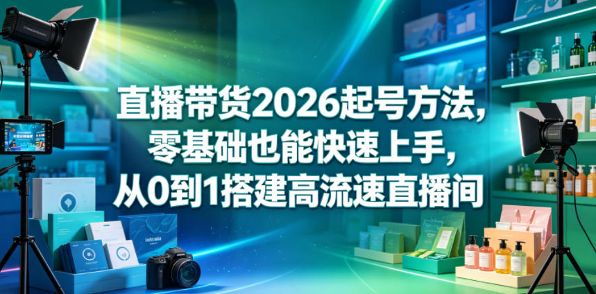 直播带货2026起号方法，零基础也能快速上手，从0到1搭建高流速直播间-一起网赚吧