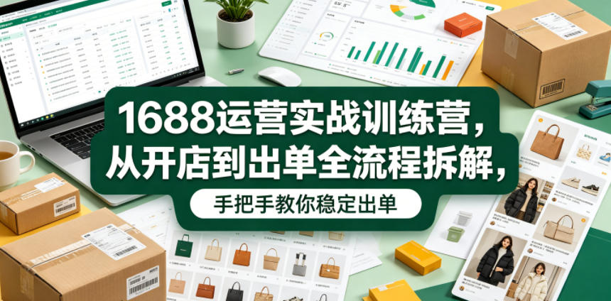 1688运营实战训练营，从开店到出单全流程拆解，手把手教你稳定出单-一起网赚吧