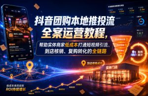 抖音团购本地推投流全案运营教程,帮助实体商家低成本打通短视频引流、到店核销、复购转化的全链路-一起网赚吧