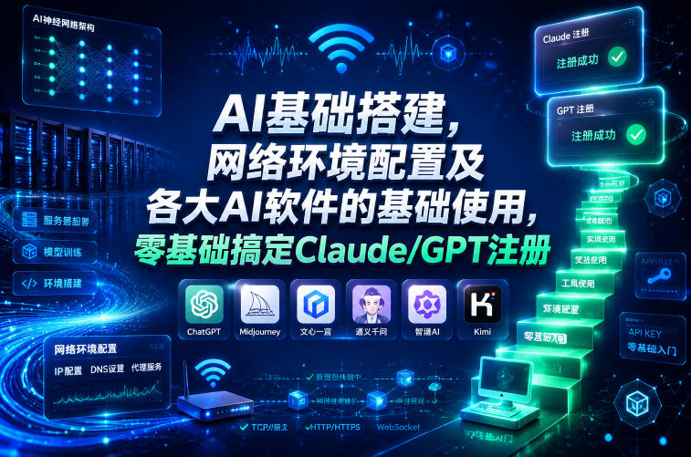 AI基础搭建，网络环境配置及各大AI软件的基础使用，零基础搞定Claude/GPT注册-一起网赚吧