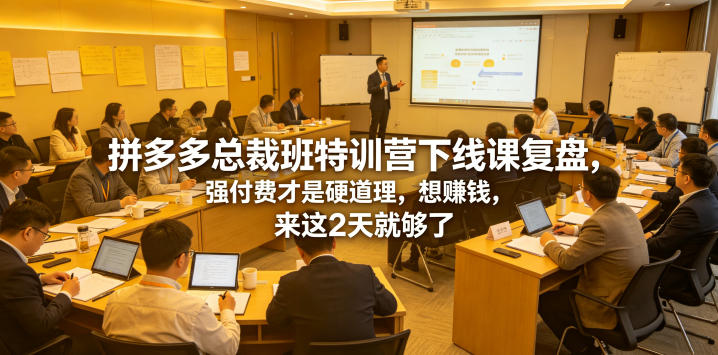 拼多多总裁班特训营下线课复盘，强付费才是硬道理，想賺钱，来这2天就够了-一起网赚吧